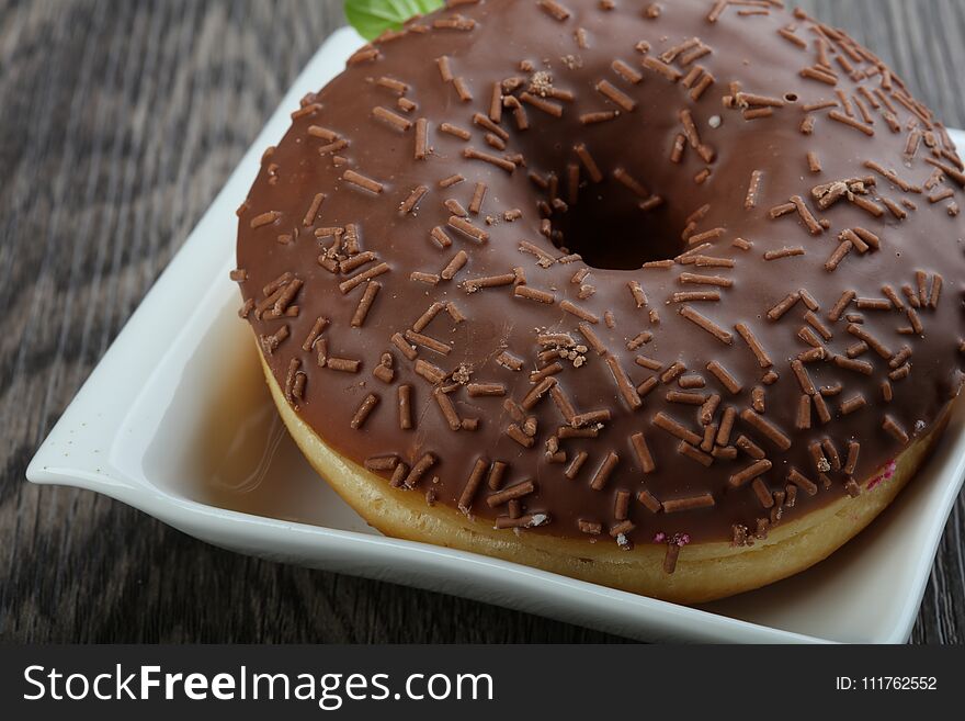 Sweet fresh hot chocolate Donut pastry