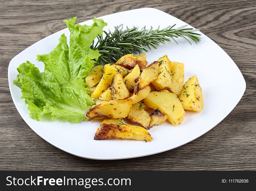 Baked potato with dill and garlic