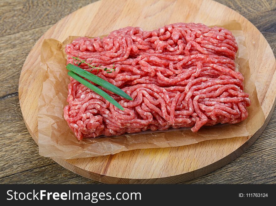 Raw Minced beef with onion ready for cooking
