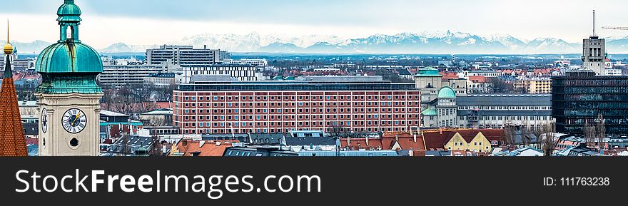 Aerial View Of The City Of Munich, Germany - All Logos And Brand Names Removed