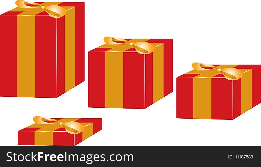 Present box bow red yellow vector graphic holiday