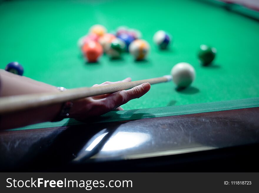 Woman Hands Playing Pool