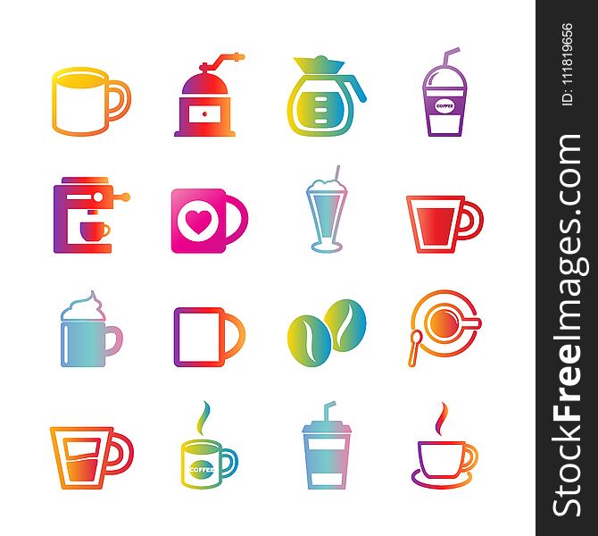 Coffee vector gradient icons, trendy design elements