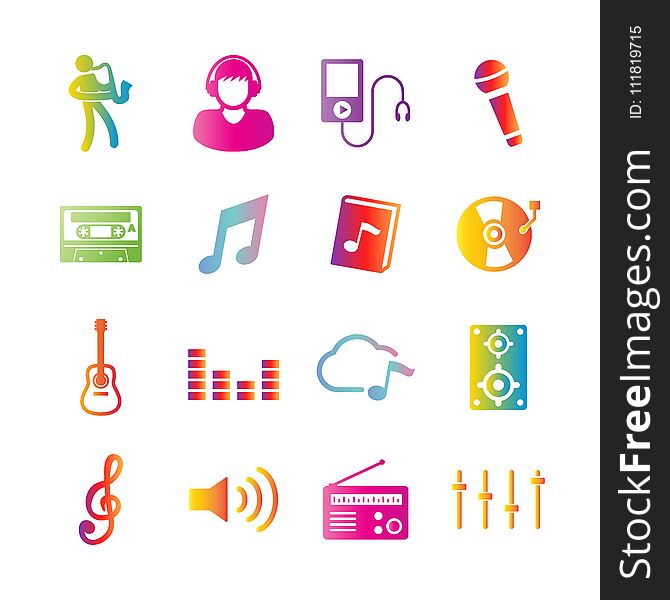 Music vector gradient icons