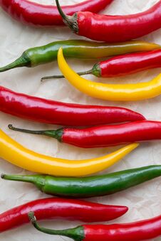 Vibrant Peppers On Dark Slate, Flat Lay, Top View Royalty Free Stock Image Vibrant Peppers On Dark Slate, Flat Lay, Top View Royalty Free Stock Image