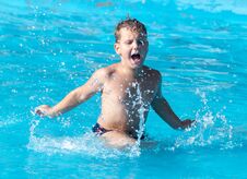 Boy Swims With A Splash In The Water Park Royalty Free Stock Image Boy Swims With A Splash In The Water Park Royalty Free Stock Image