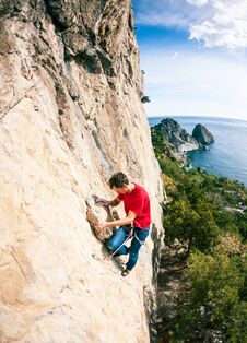 A Rock Climber On A Rock. Royalty Free Stock Images