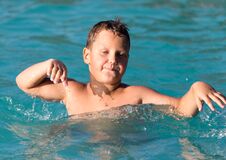 Boy Swims In The Water Park Royalty Free Stock Photos Boy Swims In The Water Park Royalty Free Stock Photos