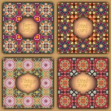 Set Of Cards In Vintage Style. Vector Design Templates. Vintage Frames And Backgrounds. Royalty Free Stock Image