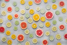 Summer Background Top View Sliced Citrus Fruit Light Background Royalty Free Stock Images