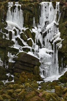 Closeup Of Iced Waterfall In Kassel, Germany Royalty Free Stock Photography