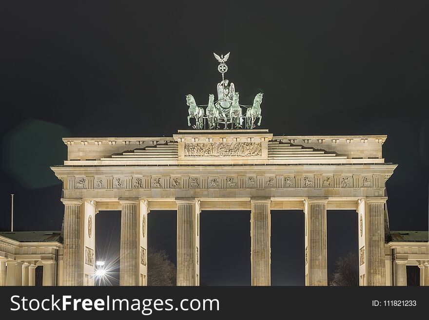 Top fragment of famous Brandenburg Gate in Berlin, Germany. Top fragment of famous Brandenburg Gate in Berlin, Germany