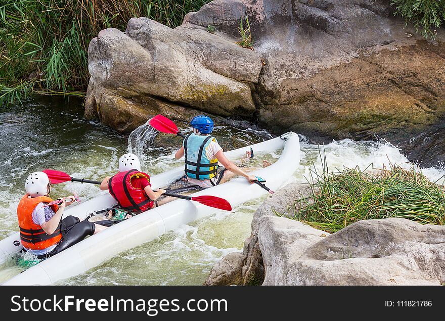 Kayaking on the mountain river