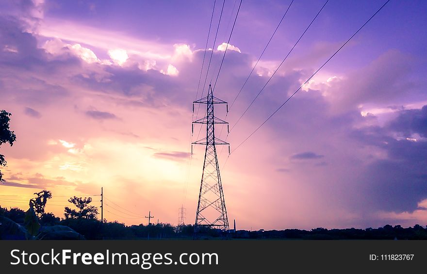 Photography of Electric Tower during Sunset