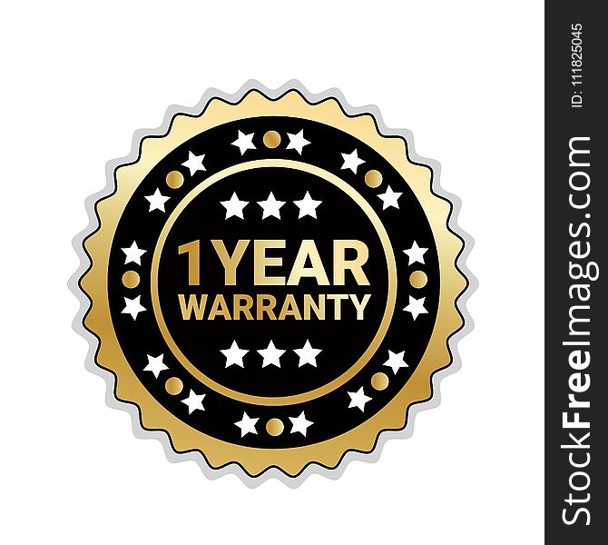 Golden Seal 1 Year Warranty Sign Isolated Badge Icon