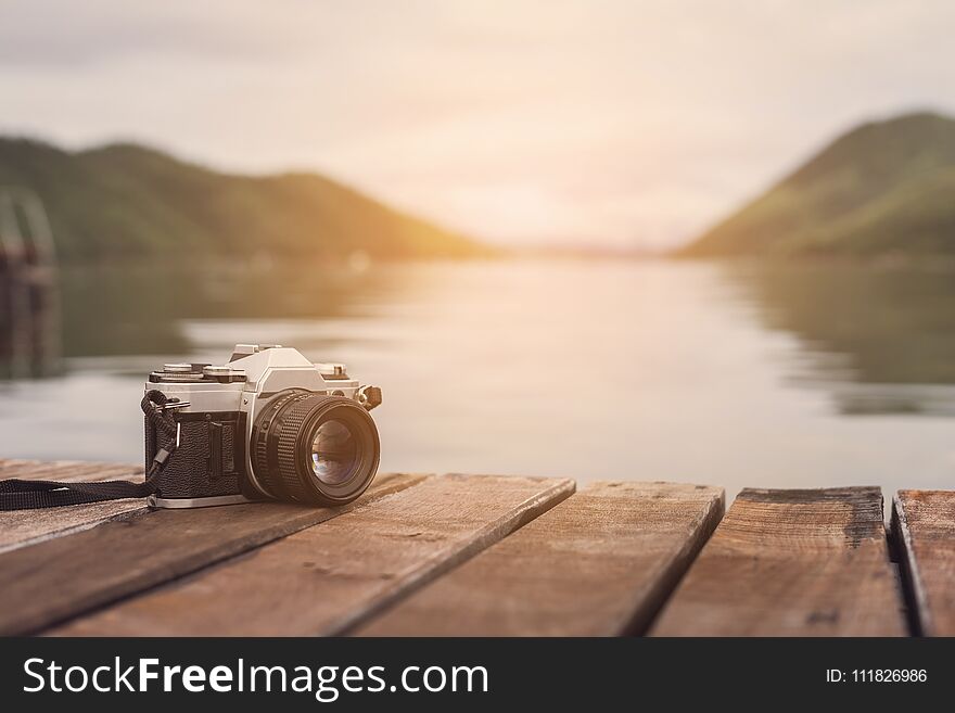 Retro Camera With Beautiful Landscape