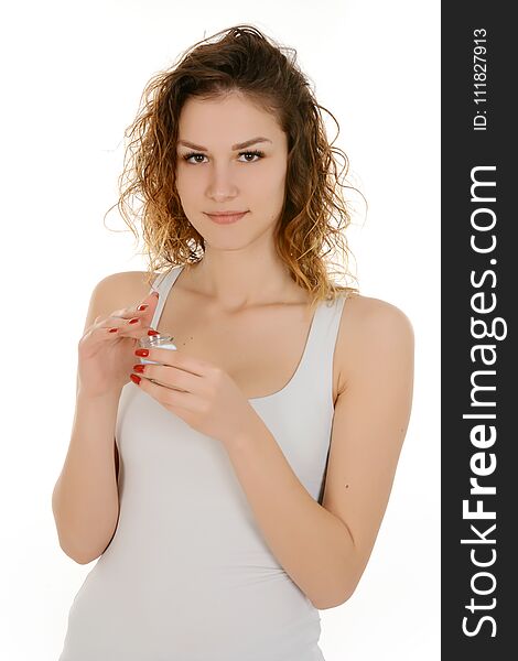 Beautiful Woman With Bottle Of Facial Cream