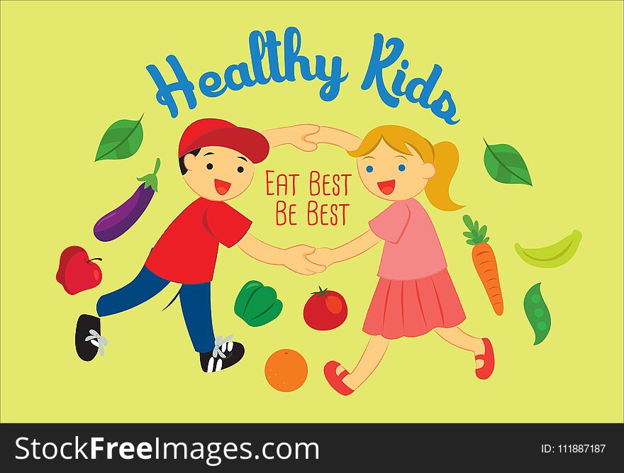 Children Growth with Health Vector Illustration