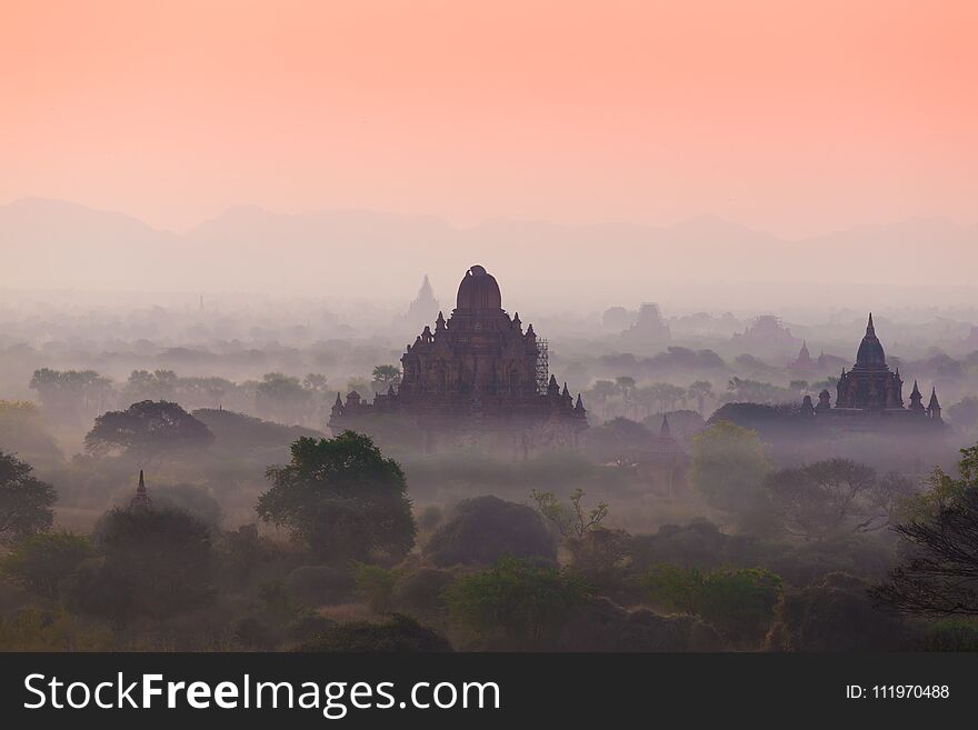 Beautiful amazing landscape. Magic panorama in Bagan. Nature background. Country Myanmar. Unique travel in buddhist pagodas. Inspiring leisure. Fantastic fairy view. Beautiful amazing landscape. Magic panorama in Bagan. Nature background. Country Myanmar. Unique travel in buddhist pagodas. Inspiring leisure. Fantastic fairy view.