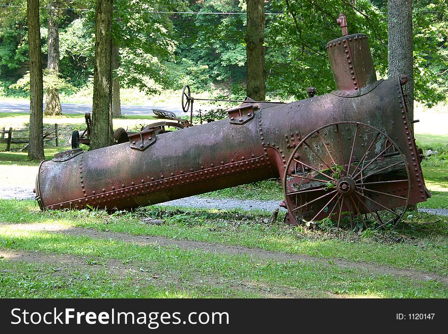 Antique steam engine of old tractor