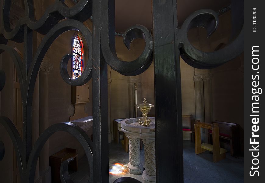 Interior shot of a sacred space in St. Jarlath Catholic Church in Oakland, CA. Interior shot of a sacred space in St. Jarlath Catholic Church in Oakland, CA.