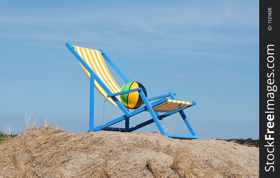 Blue chair on sand. Blue chair on sand