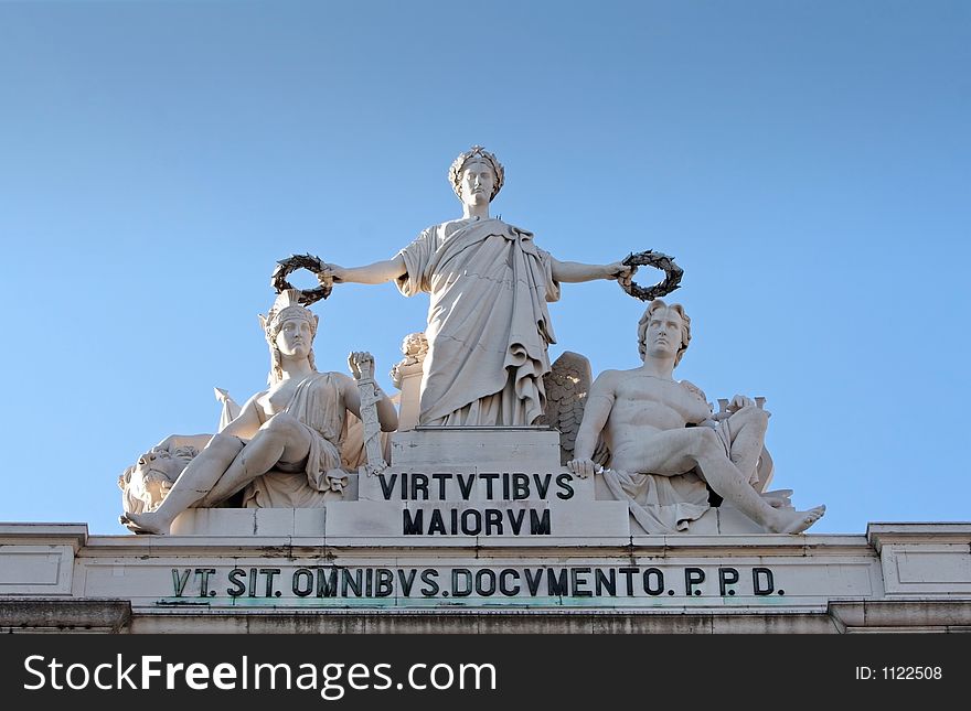 Marble monument in the center of Lisbon. Marble monument in the center of Lisbon