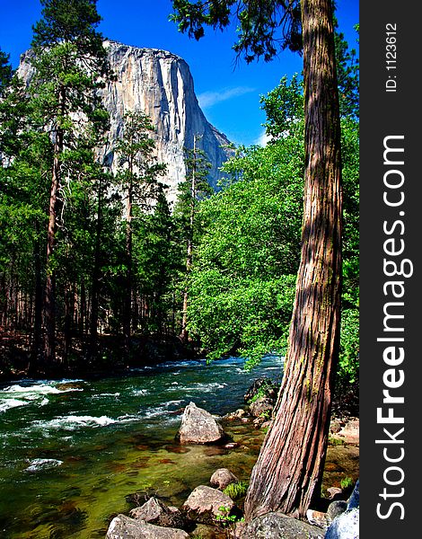 El Capitan is a 3,000 foot vertical rock formation in Yosemite Valley and Yosemite National Park. It is one of the most popular monoliths with rock climbers in the world. El Capitan is a 3,000 foot vertical rock formation in Yosemite Valley and Yosemite National Park. It is one of the most popular monoliths with rock climbers in the world.