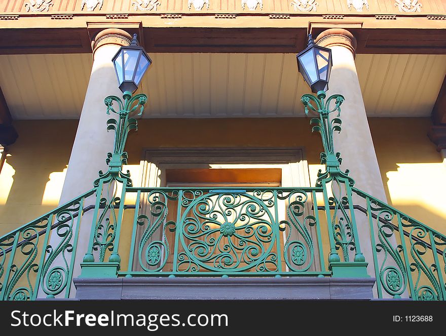 An angled shot of an elegant old building. An angled shot of an elegant old building