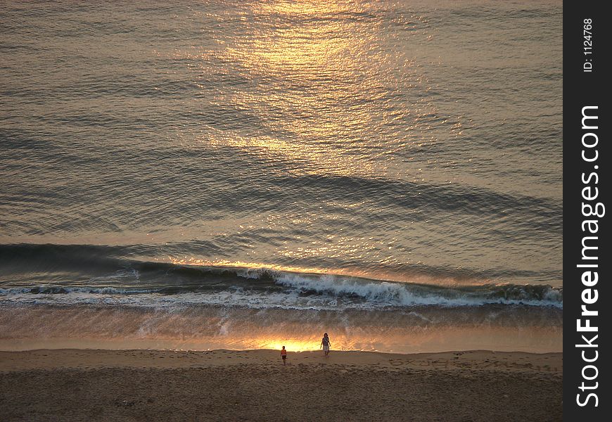 Early morning stroll on the beach. Early morning stroll on the beach