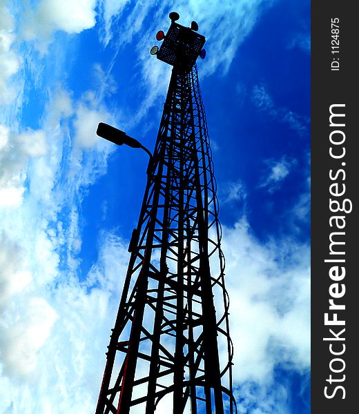 Tower from above and blue sky. Tower from above and blue sky