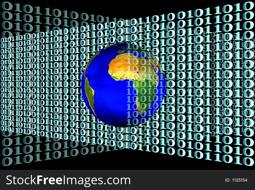 Stock Image Of Earth And Binary Code