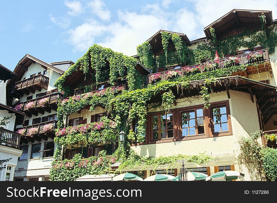 Pretty houses in a typical austrian village