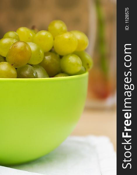 Green basin of green grapes. Green basin of green grapes