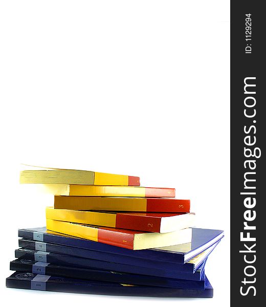 Pile of books isolated on white