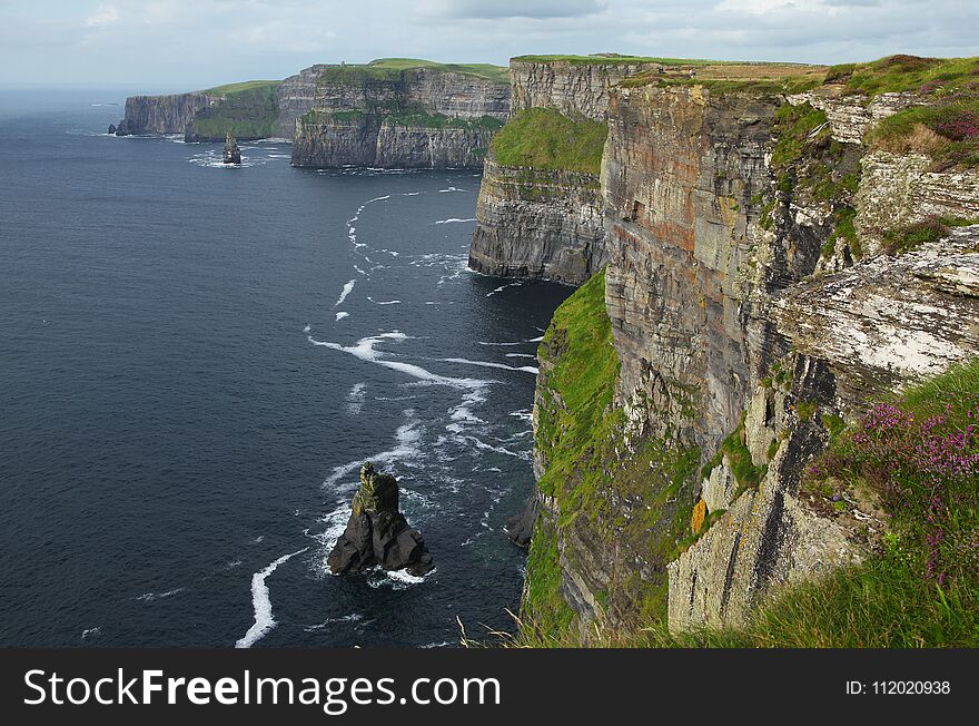Cliffs of Moher in county Clare in Ireland, on sunset