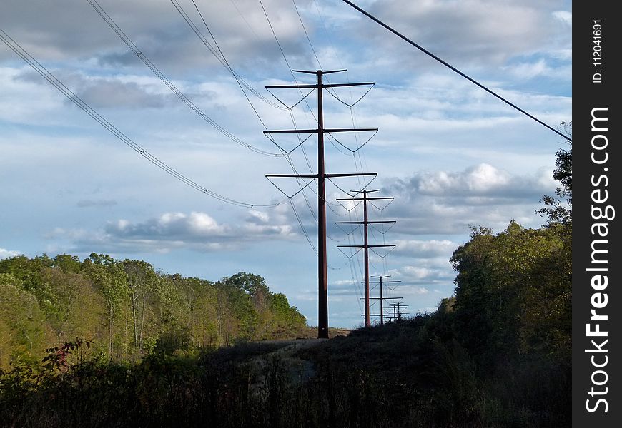 Sky, Overhead Power Line, Transmission Tower, Electricity