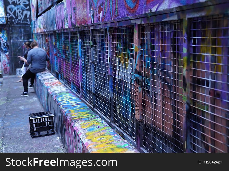 Purple, Graffiti, Street Art, Fence
