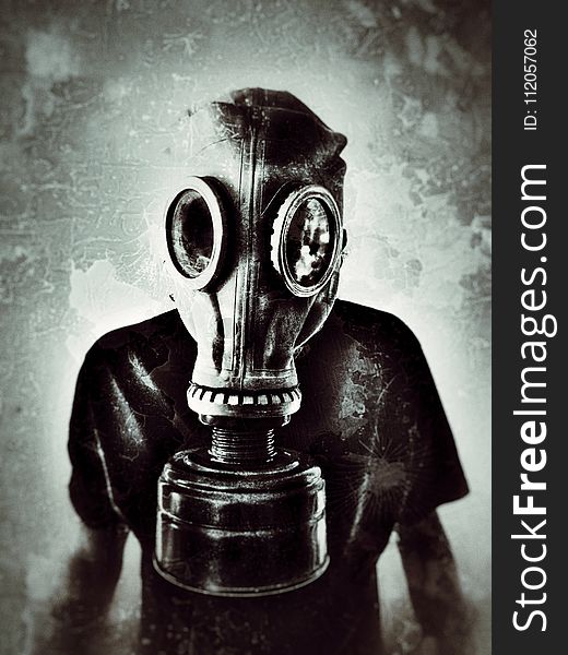 Gas Mask, Black And White, Personal Protective Equipment, Mask