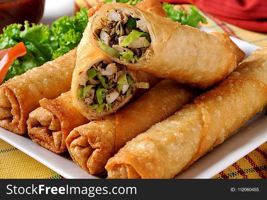Lumpia, Spring Roll, Dish, Appetizer