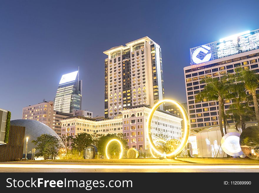 Several Lighted High-rise Buildings