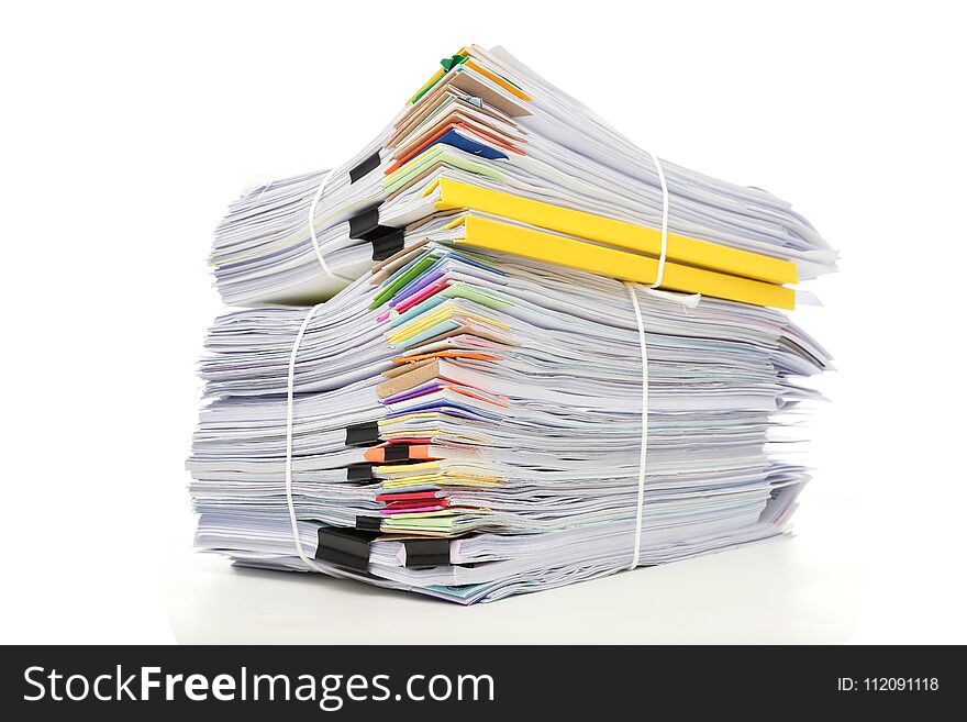 Stack Of Business Document Papers Isolated On White Background