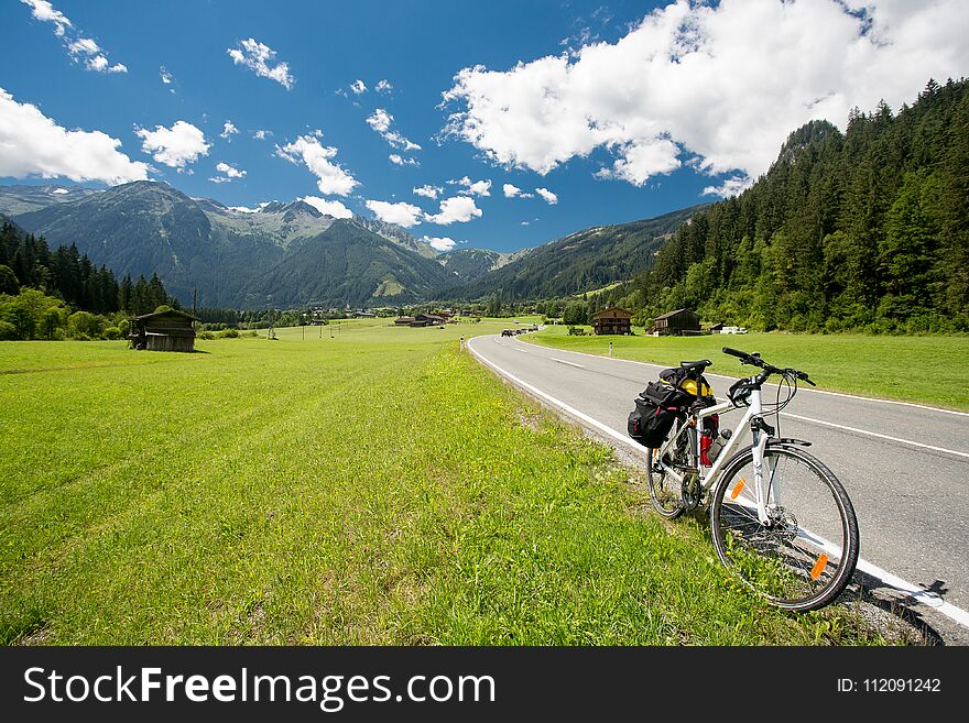 Bicycle touring in Austria mountains