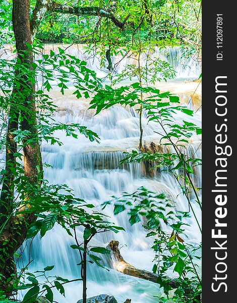 Beautiful Erawan Waterfall, Erawan National Park at Kanchanaburi in Thailand