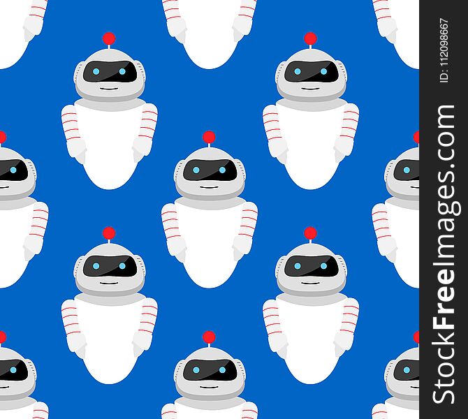 Seamless pattern with robot. Vector illustration