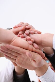 Group Of People In Suits Crossed Hands Pile Royalty Free Stock Photo