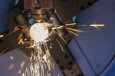 The Fiber Laser Cutting Machine Cutting The Stainless Pipe Royalty Free Stock Image The Fiber Laser Cutting Machine Cutting The Stainless Pipe Royalty Free Stock Image
