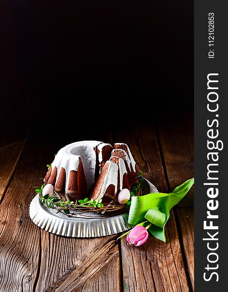 A fresh delicious chocolate spring cake