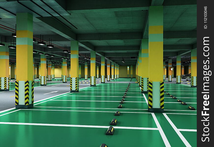 Empty Modern Underground Parking 3d Render