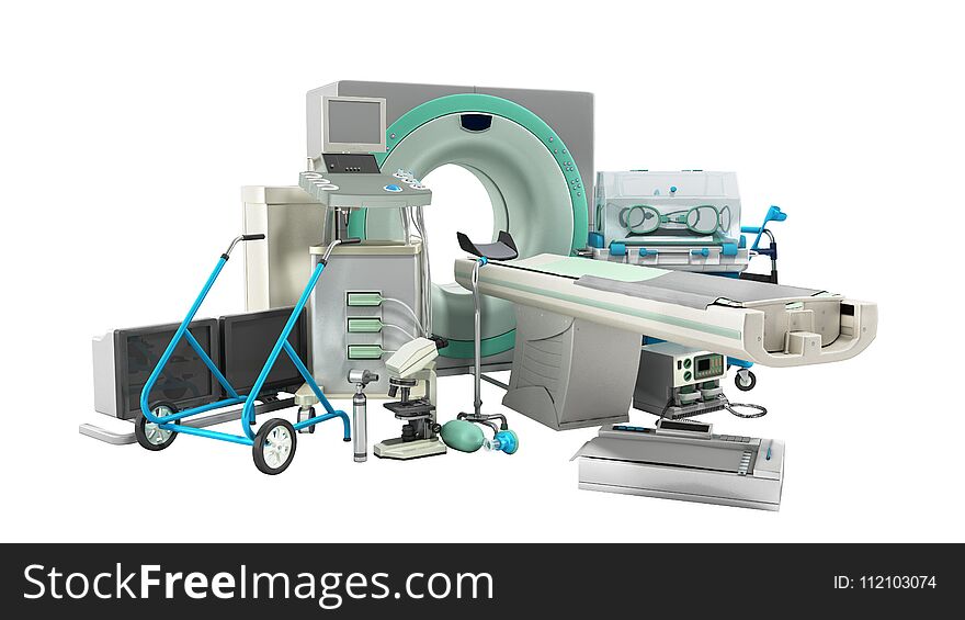 Modern technology in the medical technic 3d render on white no s